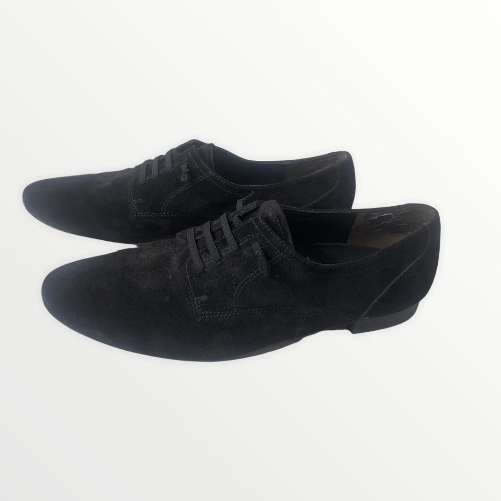 Paul Green Munchin Suede Leather Black Suede Work Career Suit Flat Loafer sz 6